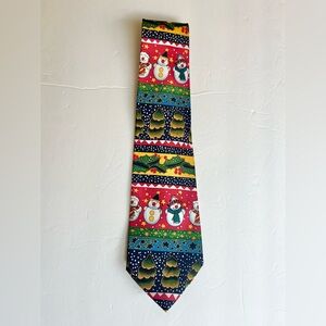 Rene Chagal fair isle snowman Christmas tie